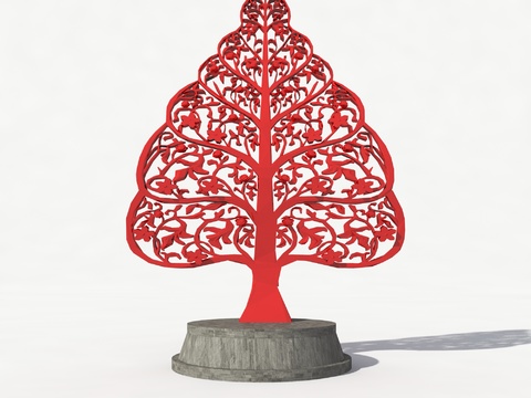 Modern Red Hollow Tree Sculpture Ornaments