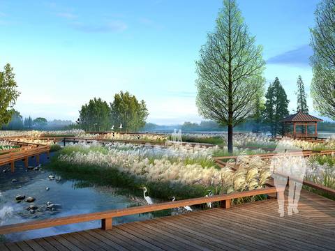 modern wetland park landscape psd