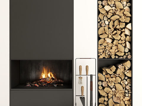 Modern firewood fireplace