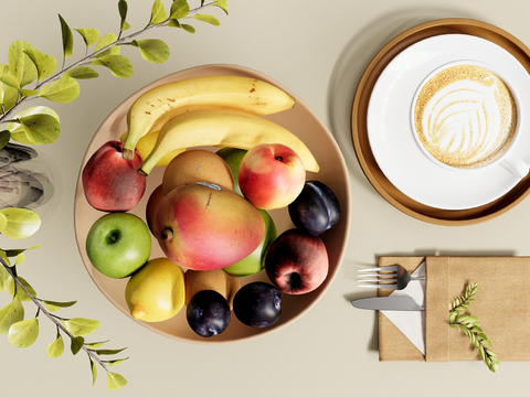 Fruit Fruit Plate Coffee Gourmet