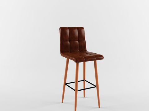 American Style Simple Solid Wood Leather Bar Chair Free