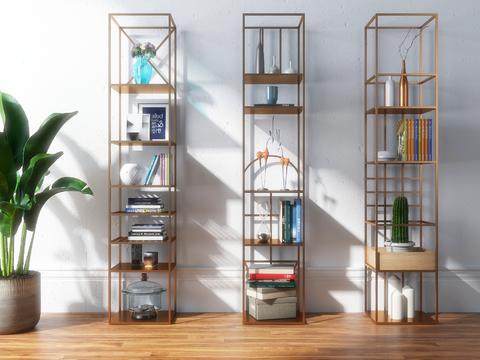 Modern Metal Bookshelf Decorative Rack