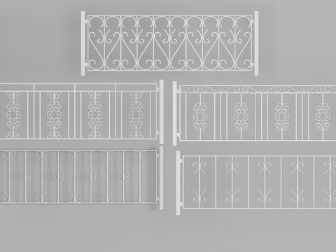 Modern wrought iron white guardrail free