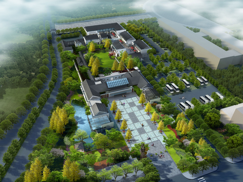 new chinese residential building appearance bird's eye view psd