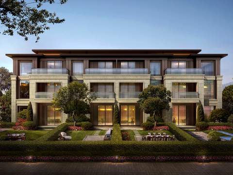 Neo-Chinese Style single-family villa garden psd