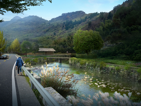 modern wetland park road bridge psd