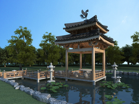 Chinese style pavilion gardening sketch free