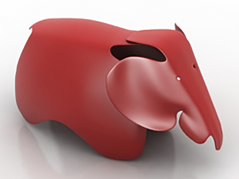 Nordic Simple Red Plastic Cartoon Elephant Stool Free