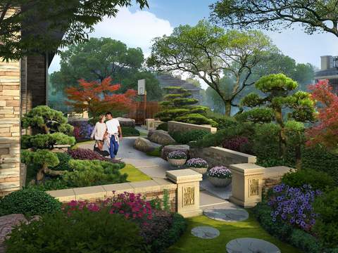 modern courtyard park landscape psd