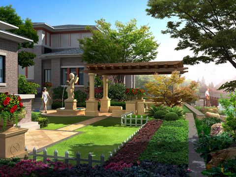 modern courtyard park landscape psd