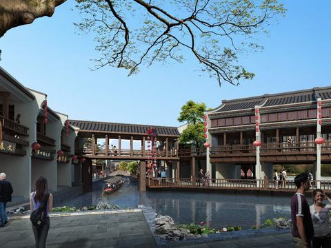 Appearance of Chinese-style River Boat Commercial Building psd