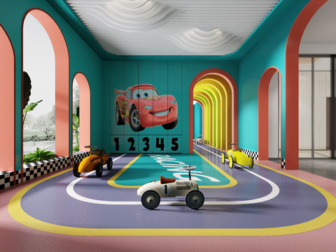 Modern Kids Racing Recreation Room