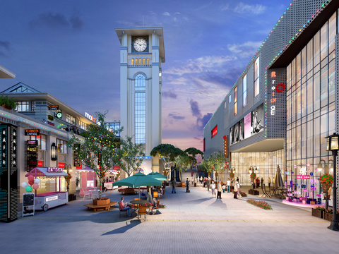 Night view of modern commercial street