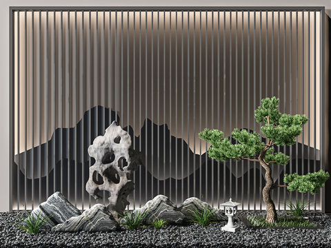 New Chinese-style rockery pine gardening sketch