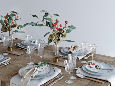 Modern Solid Wood Dining Table Tableware Jewelry Combination