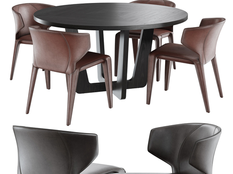 Natuzzi modern round dining table and chair