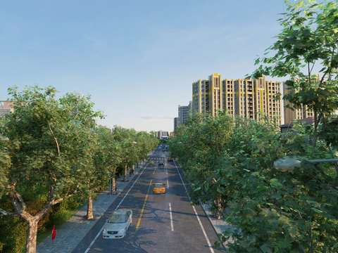 Modern urban road greening landscape