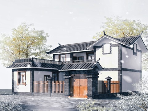 Chinese style country villa architectural appearance