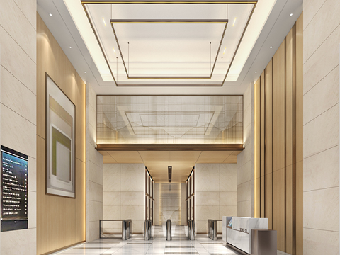 Lobby elevator hall of modern office building