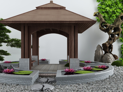 Neo-Chinese Style pavilion gardening sketch