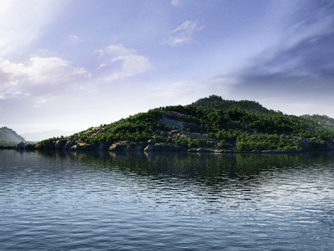 Modern Reservoir Forest River Landscape