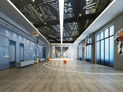 Modern indoor basketball court