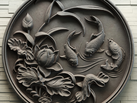 New Chinese Lotus Carp Relief