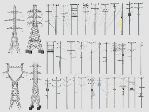 High-voltage line of high-voltage tower of electric pole