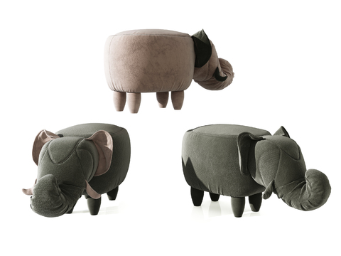 Modern velvet elephant children's stool