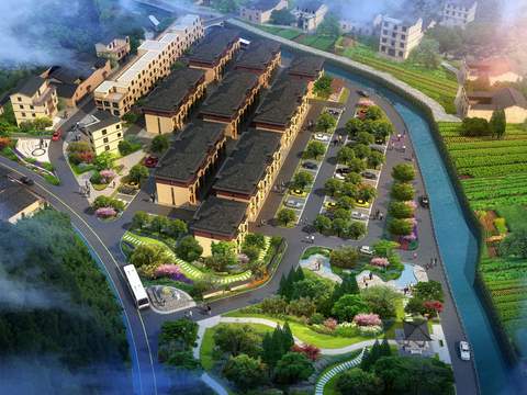 new chinese residential building appearance bird's eye view psd