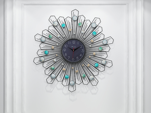 Modern Iron Peacock Plume Decoration Clock