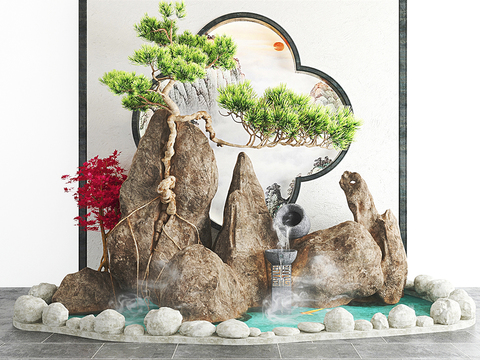 Neo-Chinese Style rockery pool gardening sketch