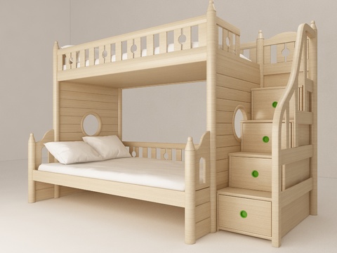 Nordic solid wood children bed bunk free