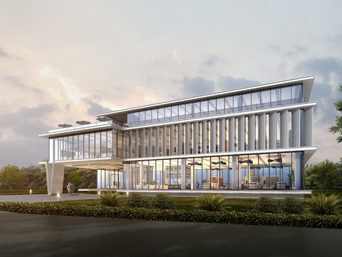 modern sales office building appearance psd