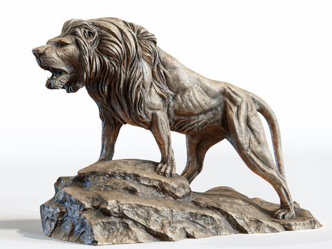 Modern Stone Lion Sculpture