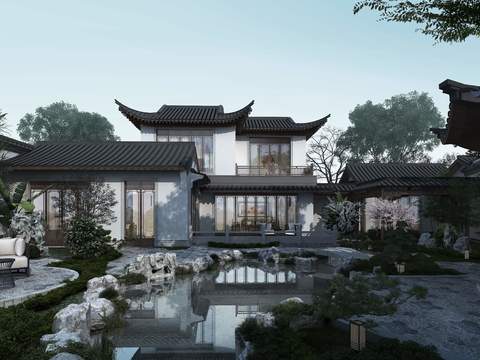 New Chinese Garden Landscape psd