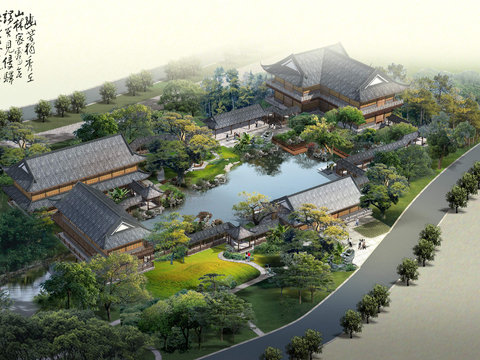 new chinese residential building appearance bird's eye view psd