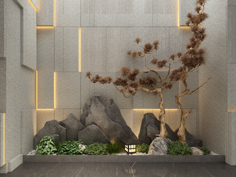 New Chinese-style rockery dry landscape gardening sketch