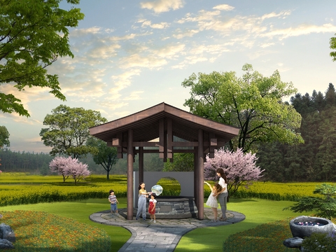 modern pavilion park garden psd