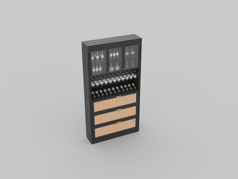 Neo-Chinese Style Simple Solid Wood Wine Cabinet Free