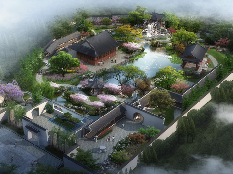 new chinese residential building appearance bird's eye view psd