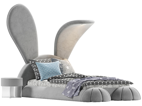 Nordic Simple Fabric Rabbit kids Bed Free