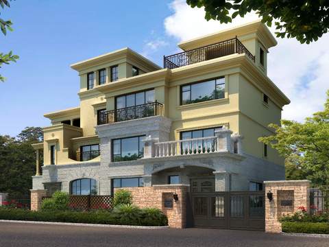 Modern single-family villa building appearance psd