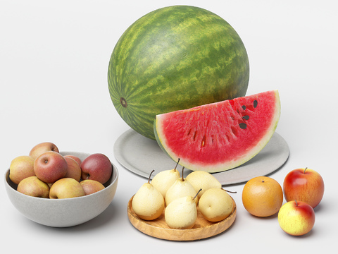 fruit plate watermelon pear apple