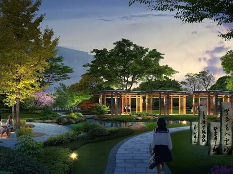 new chinese school rest area park psd