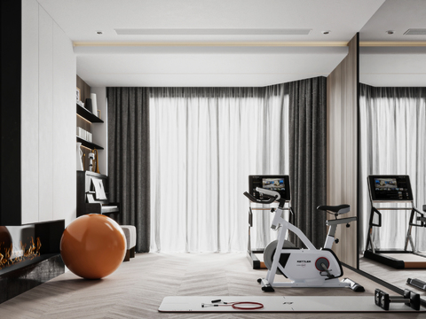 Modern minimalist fitness lounge