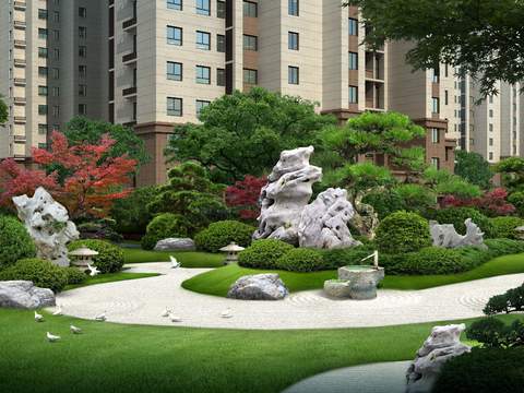 modern courtyard garden landscape psd