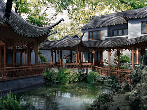 Chinese Pavilion Landscape psd