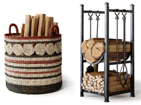 Woven Basket Wood Firewood