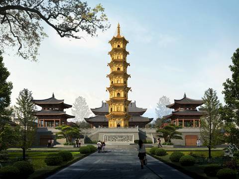 Chinese Ancient Temple PSD